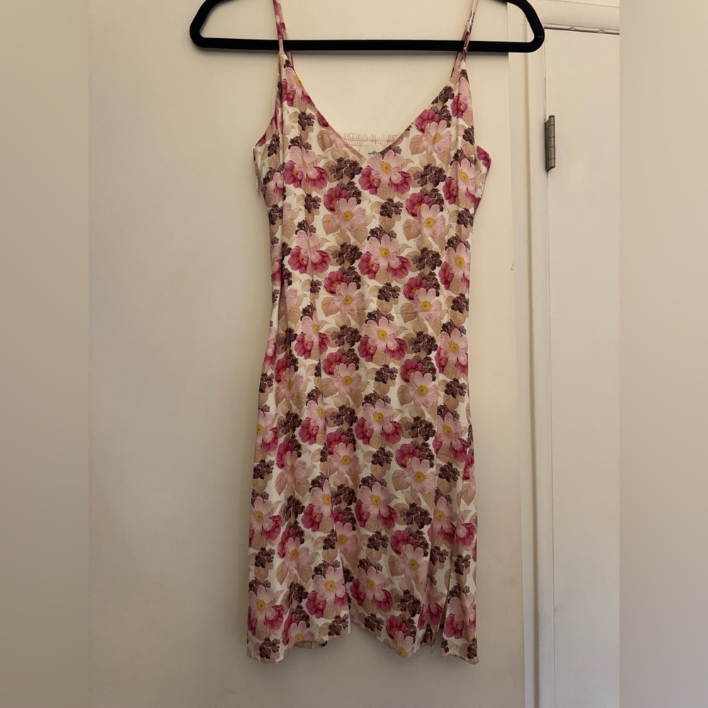 Wilfred Floral V-Neck Slip Dress - Pink & Cream- Size 2